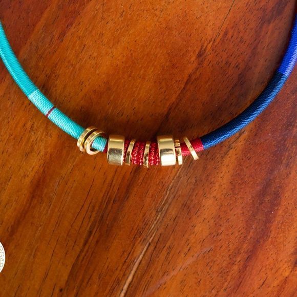 Handmade colorful necklace gold plated new  blue navy red - Picture 3 of 5